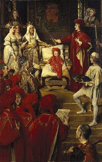 unknow artist Philip I, the Handsome, Conferring the Order of the Golden Fleece on his Son Charles of Luxembourg china oil painting image